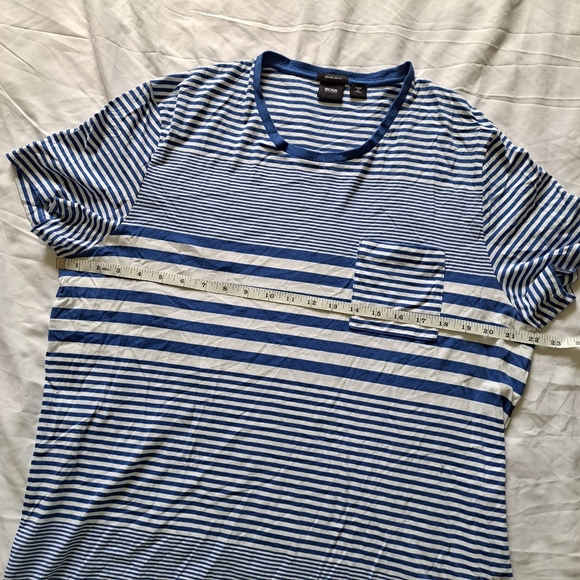 Hugo Boss | Blue & white striped regular fit ment short sleeve t shirt - Picture 6 of 11